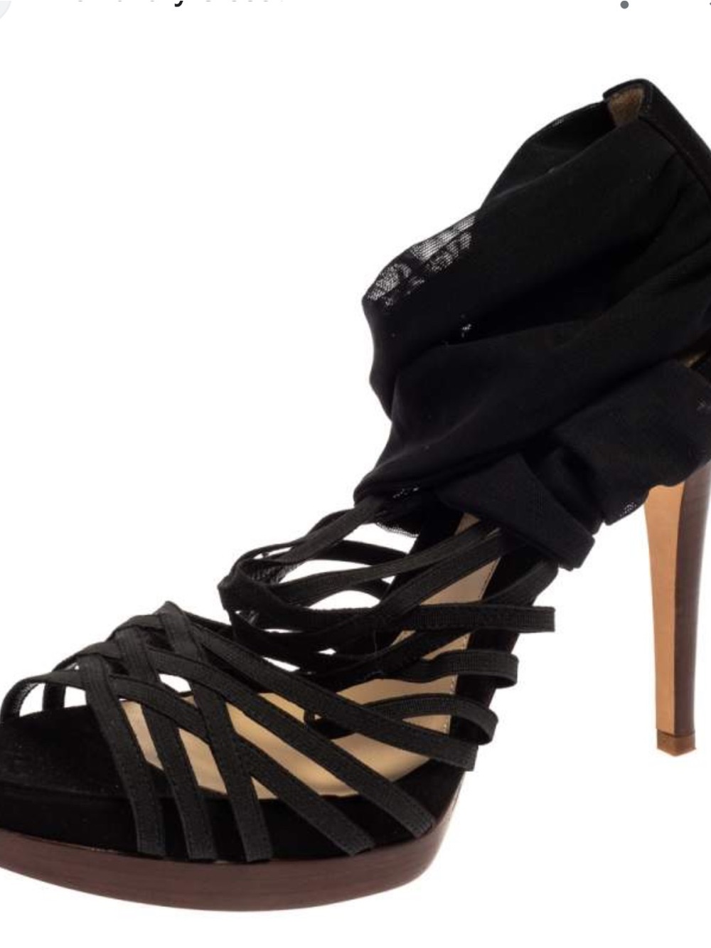 Fendi Black Strappy High Heel wrap Sandal